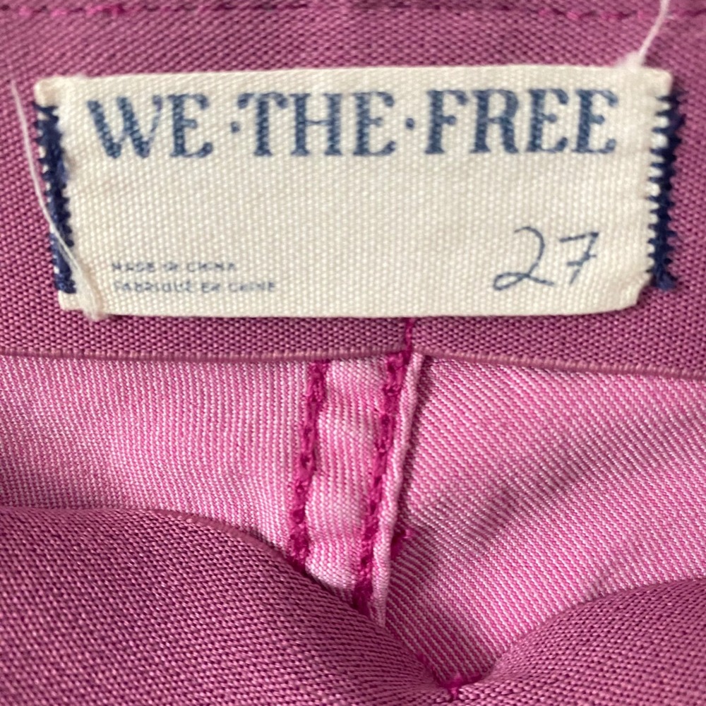 We The Free Free People Sz 27 Boho Penny Pull On Flare Jeans Magenta Pink Retro - Picture 3 of 9